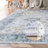 GENIMO 8×10 Area Rugs for Living Room, Machine Washable Non Slip Rugs, Low Pile Lightweight Vintage Print Rug for Bedroom, Dining Room, Home Office, Distressed Blue/Grey(Blue&gold)