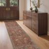 GENIMO 8×10 Area Rugs for Living Room, Machine Washable Non Slip Rugs, Low Pile Lightweight Vintage Print Rug for Bedroom, Dining Room, Home Office, Distressed Blue/Grey(Mocha Brick)