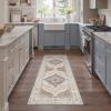 GENIMO 8×10 Area Rugs for Living Room, Machine Washable Non Slip Rugs, Low Pile Lightweight Vintage Print Rug for Bedroom, Dining Room, Home Office, Distressed Blue/Grey(Cream/Center Blue)