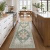 GENIMO 8×10 Area Rugs for Living Room, Machine Washable Non Slip Rugs, Low Pile Lightweight Vintage Print Rug for Bedroom, Dining Room, Home Office, Distressed Blue/Grey(Sage Green)