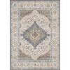 GENIMO 8×10 Area Rugs for Living Room, Machine Washable Non Slip Rugs, Low Pile Lightweight Vintage Print Rug for Bedroom, Dining Room, Home Office, Distressed Blue/Grey(Cream/Center Blue)