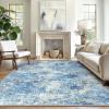 GENIMO 9×12 Area Rugs for Living Room, Machine Washable Non Slip Rugs, Low Pile Lightweight Print Rug for Bedroom, Dining Room, Home Office, Vintage Brick Red(True Blue)