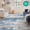 GENIMO 9×12 Area Rugs for Living Room, Machine Washable Non Slip Rugs, Low Pile Lightweight Print Rug for Bedroom, Dining Room, Home Office, Vintage Brick Red(Blue Cream)
