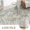 GENIMO 9×12 Area Rugs for Living Room, Machine Washable Non Slip Rugs, Low Pile Lightweight Print Rug for Bedroom, Dining Room, Home Office, Vintage Brick Red(Cyan)