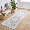 GENIMO 9×12 Area Rugs for Living Room, Machine Washable Non Slip Rugs, Low Pile Lightweight Print Rug for Bedroom, Dining Room, Home Office, Vintage Brick Red(Grey)