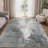 GENIMO 9×12 Area Rugs for Living Room, Machine Washable Non Slip Rugs, Low Pile Lightweight Print Rug for Bedroom, Dining Room, Home Office, Vintage Brick Red(Washed Ink Grey White)