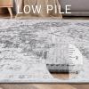 GENIMO 9×12 Area Rugs for Living Room, Machine Washable Non Slip Rugs, Low Pile Lightweight Print Rug for Bedroom, Dining Room, Home Office, Vintage Brick Red(Grey)
