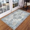 GENIMO 9×12 Area Rugs for Living Room, Machine Washable Non Slip Rugs, Low Pile Lightweight Print Rug for Bedroom, Dining Room, Home Office, Vintage Brick Red(Blue&gold)