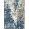 GENIMO 9×12 Area Rugs for Living Room, Machine Washable Non Slip Rugs, Low Pile Lightweight Print Rug for Bedroom, Dining Room, Home Office, Vintage Brick Red(Washed Slate Blue)