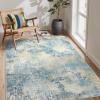 GENIMO 9×12 Area Rugs for Living Room, Machine Washable Non Slip Rugs, Low Pile Lightweight Print Rug for Bedroom, Dining Room, Home Office, Vintage Brick Red(Washed Orange Blue)