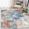GENIMO 9×12 Area Rugs for Living Room, Machine Washable Non Slip Rugs, Low Pile Lightweight Print Rug for Bedroom, Dining Room, Home Office, Vintage Brick Red(Blue Red)
