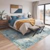 GENIMO 9×12 Area Rugs for Living Room, Machine Washable Non Slip Rugs, Low Pile Lightweight Print Rug for Bedroom, Dining Room, Home Office, Vintage Brick Red(Washed Orange Blue)