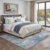 GENIMO 9×12 Area Rugs for Living Room, Machine Washable Non Slip Rugs, Low Pile Lightweight Print Rug for Bedroom, Dining Room, Home Office, Vintage Brick Red(Haze Blue)
