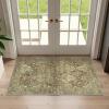 GENIMO 9×12 Area Rugs for Living Room, Machine Washable Non Slip Rugs, Low Pile Lightweight Print Rug for Bedroom, Dining Room, Home Office, Vintage Brick Red(Bronze Olive)