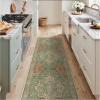 GENIMO 9×12 Area Rugs for Living Room, Machine Washable Non Slip Rugs, Low Pile Lightweight Print Rug for Bedroom, Dining Room, Home Office, Vintage Brick Red(Greenish Red/Multi)