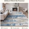 GENIMO 9×12 Area Rugs for Living Room, Machine Washable Non Slip Rugs, Low Pile Lightweight Print Rug for Bedroom, Dining Room, Home Office, Vintage Brick Red(Blue Cream)