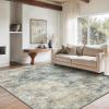 GENIMO 9×12 Area Rugs for Living Room, Machine Washable Non Slip Rugs, Low Pile Lightweight Print Rug for Bedroom, Dining Room, Home Office, Vintage Brick Red(Blue Grey Beige)