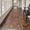 GENIMO 9×12 Area Rugs for Living Room, Machine Washable Non Slip Rugs, Low Pile Lightweight Print Rug for Bedroom, Dining Room, Home Office, Vintage Brick Red(Mocha Brick)