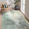 GENIMO 9×12 Area Rugs for Living Room, Machine Washable Non Slip Rugs, Low Pile Lightweight Print Rug for Bedroom, Dining Room, Home Office, Vintage Brick Red(Washed Cream Green)
