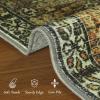 GENIMO 9×12 Area Rugs for Living Room, Machine Washable Non Slip Rugs, Low Pile Lightweight Print Rug for Bedroom, Dining Room, Home Office, Vintage Brick Red(Bronze Olive)