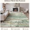 GENIMO 9×12 Area Rugs for Living Room, Machine Washable Non Slip Rugs, Low Pile Lightweight Print Rug for Bedroom, Dining Room, Home Office, Vintage Brick Red(Green Gray)