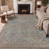 GENIMO 9×12 Area Rugs for Living Room, Machine Washable Non Slip Rugs, Low Pile Lightweight Print Rug for Bedroom, Dining Room, Home Office, Vintage Brick Red(Grayish Blue)