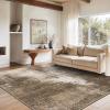 GENIMO 9×12 Area Rugs for Living Room, Machine Washable Non Slip Rugs, Low Pile Lightweight Print Rug for Bedroom, Dining Room, Home Office, Vintage Brick Red(Faded Brown)