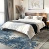 GENIMO 9×12 Area Rugs for Living Room, Machine Washable Non Slip Rugs, Low Pile Lightweight Print Rug for Bedroom, Dining Room, Home Office, Vintage Brick Red(Washed Slate Blue)