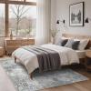 GENIMO 9×12 Area Rugs for Living Room, Machine Washable Non Slip Rugs, Low Pile Lightweight Print Rug for Bedroom, Dining Room, Home Office, Vintage Brick Red(Gray Fog)