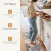 GENIMO Kitchen Mats for Floor, Kitchen Rugs Non Slip Washable Sets of 2, Waterproof Cushioned Anti Fatigue Mat, Floral Runner Rug for Laundry, Sink, Office, Home, 17.3″x47″+17.3″x30″, Taupe Grey(Coffee&brown)