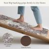 GENIMO Kitchen Mats for Floor, Kitchen Rugs Non Slip Washable Sets of 2, Waterproof Cushioned Anti Fatigue Mat, Floral Runner Rug for Laundry, Sink, Office, Home, 17.3″x47″+17.3″x30″, Taupe Grey(Coffee&brown)
