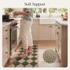 GENIMO Kitchen Rugs Non Slip Washable, Absorbent Kitchen Mats for Floor, Cushioned Comfort Standing Kitchen Runner Rug for Sink, Office, Laundry, Entryway, Home, 20″x32″+20″x48″, Beige Border(Beige Diamond)