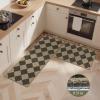 GENIMO Kitchen Rugs Non Slip Washable, Absorbent Kitchen Mats for Floor, Cushioned Comfort Standing Kitchen Runner Rug for Sink, Office, Laundry, Entryway, Home, 20″x32″+20″x48″, Beige Border(Beige Diamond)