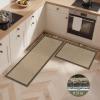 GENIMO Kitchen Rugs Non Slip Washable, Absorbent Kitchen Mats for Floor, Cushioned Comfort Standing Kitchen Runner Rug for Sink, Office, Laundry, Entryway, Home, 20″x32″+20″x48″, Beige Border(Beige Border)