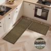 GENIMO Kitchen Rugs Non Slip Washable, Absorbent Kitchen Mats for Floor, Cushioned Comfort Standing Kitchen Runner Rug for Sink, Office, Laundry, Entryway, Home, 20″x32″+20″x48″, Beige Border(Brown Border)