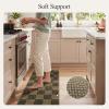 GENIMO Kitchen Rugs Non Slip Washable, Absorbent Kitchen Mats for Floor, Cushioned Comfort Standing Kitchen Runner Rug for Sink, Office, Laundry, Entryway, Home, 20″x32″+20″x48″, Beige Border(Brown Checkered)