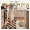 GENIMO Kitchen Rugs Non Slip Washable, Absorbent Kitchen Mats for Floor, Cushioned Comfort Standing Kitchen Runner Rug for Sink, Office, Laundry, Entryway, Home, 20″x32″+20″x48″, Beige Border(Beige Checkered)