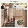 GENIMO Kitchen Rugs Non Slip Washable, Absorbent Kitchen Mats for Floor, Cushioned Comfort Standing Kitchen Runner Rug for Sink, Office, Laundry, Entryway, Home, 20″x32″+20″x48″, Beige Border(Grey Diamond)