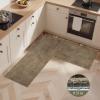 GENIMO Kitchen Rugs Non Slip Washable, Absorbent Kitchen Mats for Floor, Cushioned Comfort Standing Kitchen Runner Rug for Sink, Office, Laundry, Entryway, Home, 20″x32″+20″x48″, Beige Border(Jute)