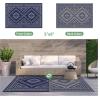 GENIMO Outdoor Rug for Patio Clearance – 8×10 ft Waterproof Plastic Camping Rugs, Reversible Outside Rv Mat Carpet for Porch, Deck, Picnic, Balcony, Beach, Backyard, Red Grey(Blue & Grey)