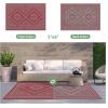 GENIMO Outdoor Rug for Patio Clearance – 8×10 ft Waterproof Plastic Camping Rugs, Reversible Outside Rv Mat Carpet for Porch, Deck, Picnic, Balcony, Beach, Backyard, Red Grey(Red & Grey)