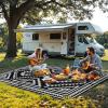 GENIMO Outdoor Rug for Patio Clearance – 8×10 ft Waterproof Plastic Camping Rugs, Reversible Outside Rv Mat Carpet for Porch, Deck, Picnic, Balcony, Beach, Backyard, Red Grey(Black & White)
