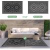 GENIMO Outdoor Rug for Patio Clearance – 8×10 ft Waterproof Plastic Camping Rugs, Reversible Outside Rv Mat Carpet for Porch, Deck, Picnic, Balcony, Beach, Backyard, Red Grey(Black & Grey)