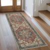 GENIMO 8×10 Area Rugs for Living Room, Machine Washable Non Slip Rugs, Low Pile Lightweight Vintage Print Rug for Bedroom, Dining Room, Home Office, Distressed Blue/Grey(Bordeaux)