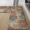 GENIMO Kitchen Mats for Floor, Kitchen Rugs Non Slip Washable Sets of 2, Waterproof Cushioned Anti Fatigue Mat, Floral Runner Rug for Laundry, Sink, Office, Home, 17.3″x47″+17.3″x30″, Taupe Grey(Red)