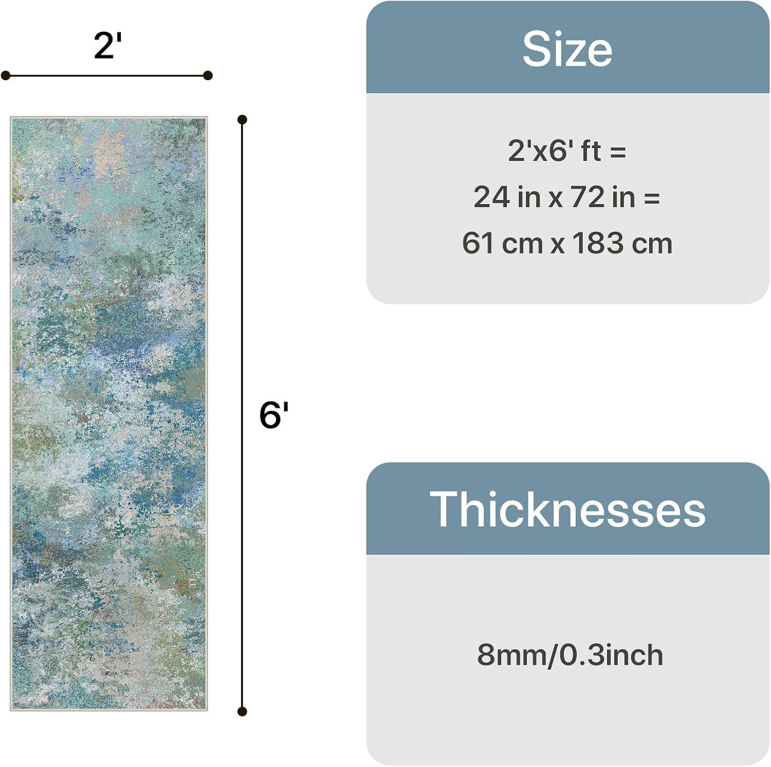 imageGENIMO 5x7 Vintage Floral Area Rug Soft Microfiber Washable Rug with NonSlip Backing Beige Carpet for Living Room Bedroom and Dining RoomAqua Blue