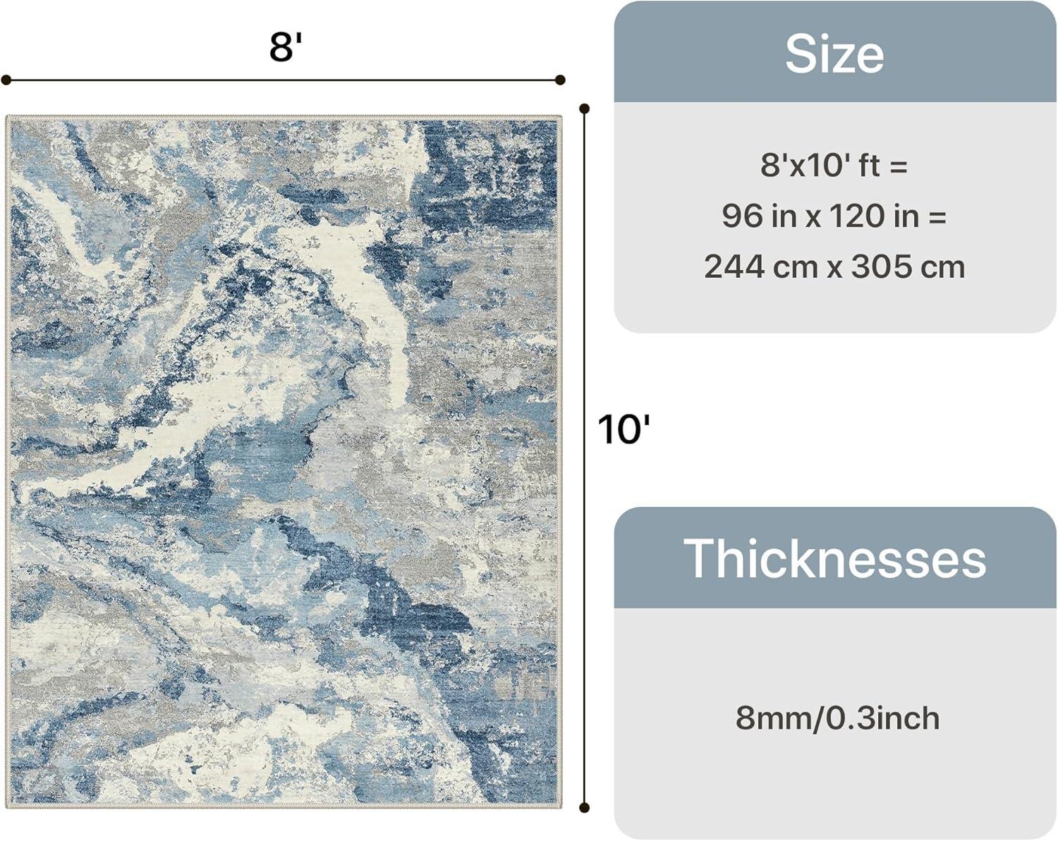 imageGENIMO 5x7 Vintage Floral Area Rug Soft Microfiber Washable Rug with NonSlip Backing Beige Carpet for Living Room Bedroom and Dining RoomBlue Grey