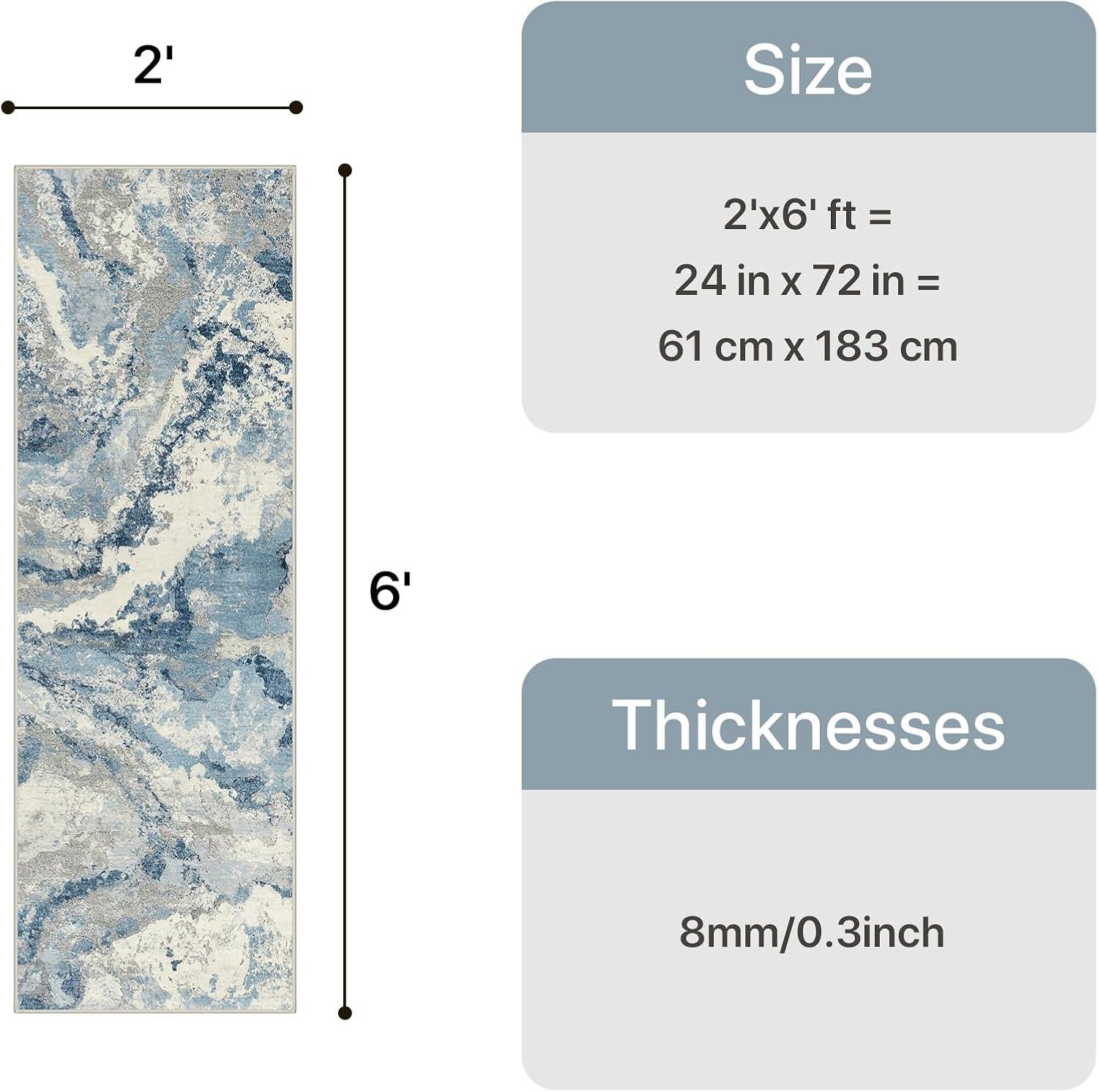 imageGENIMO 5x7 Vintage Floral Area Rug Soft Microfiber Washable Rug with NonSlip Backing Beige Carpet for Living Room Bedroom and Dining RoomBlue Grey