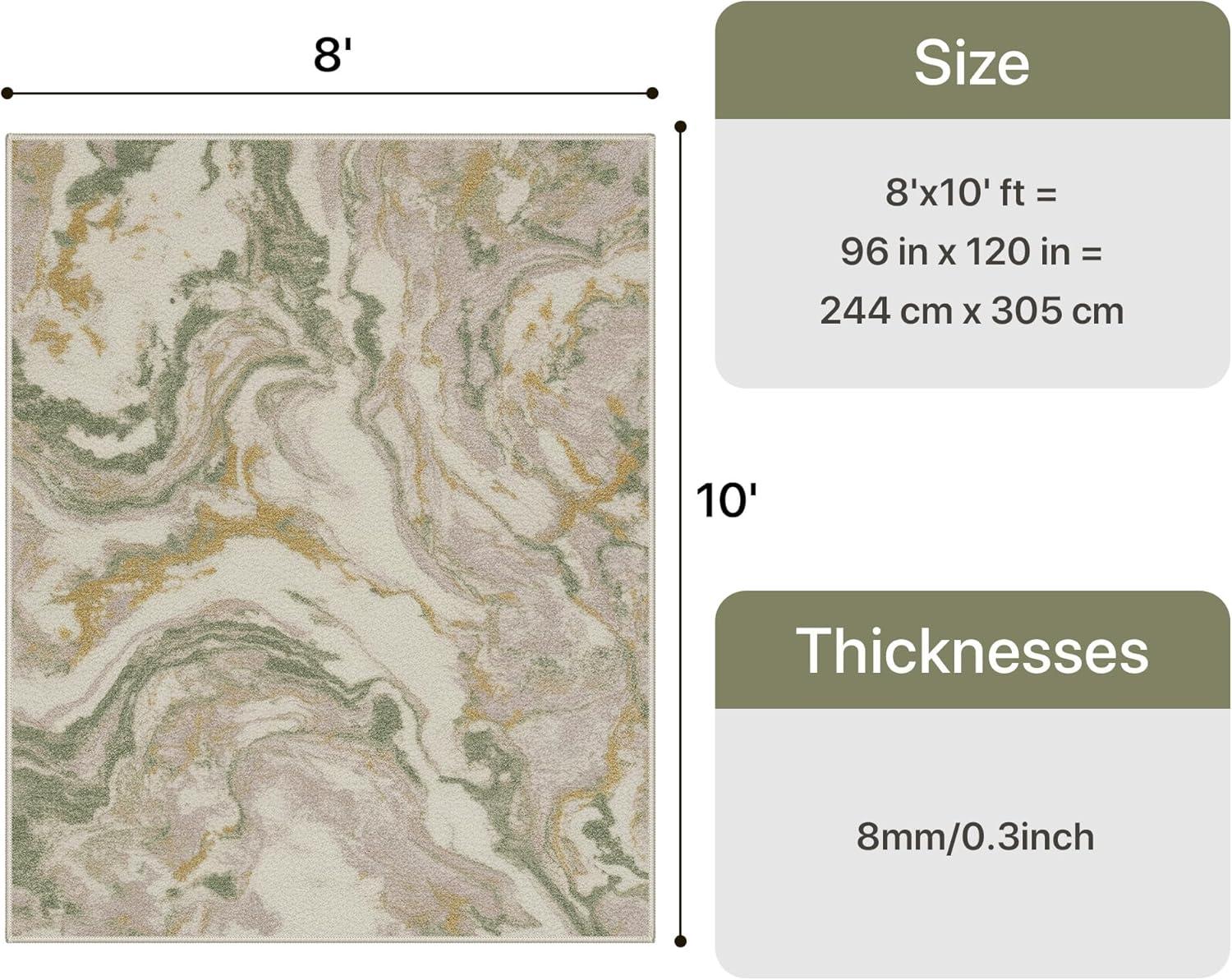 imageGENIMO 5x7 Vintage Floral Area Rug Soft Microfiber Washable Rug with NonSlip Backing Beige Carpet for Living Room Bedroom and Dining RoomGreen Pink