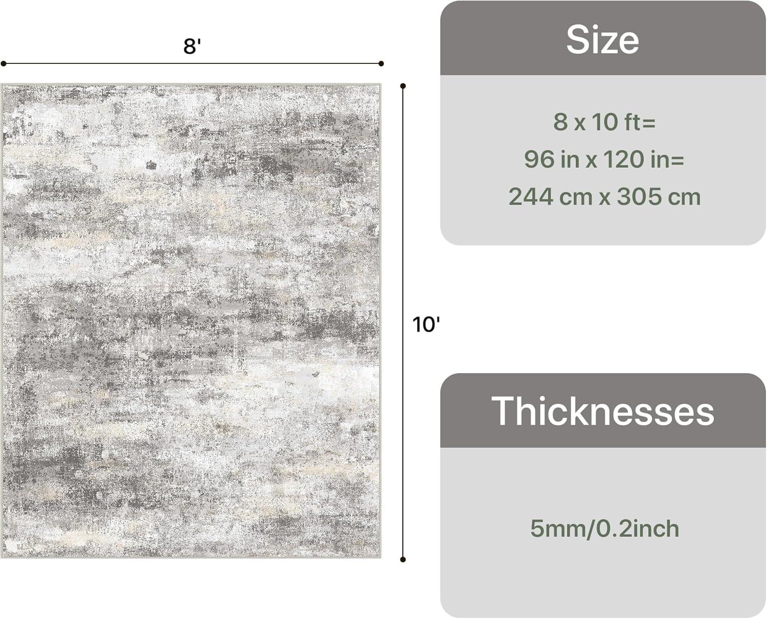 imageGENIMO 5x7 Vintage Floral Area Rug Soft Microfiber Washable Rug with NonSlip Backing Beige Carpet for Living Room Bedroom and Dining RoomGrey Beige